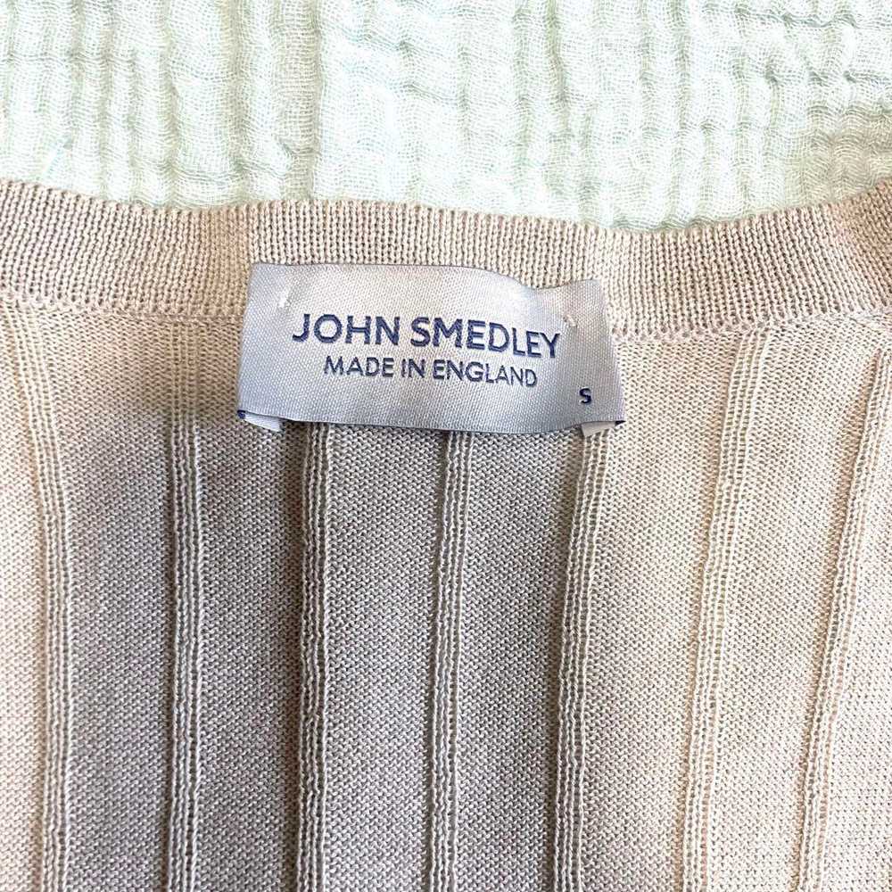 John Smedley Long Sleeve Knit Sweater Beige V Nec… - image 5