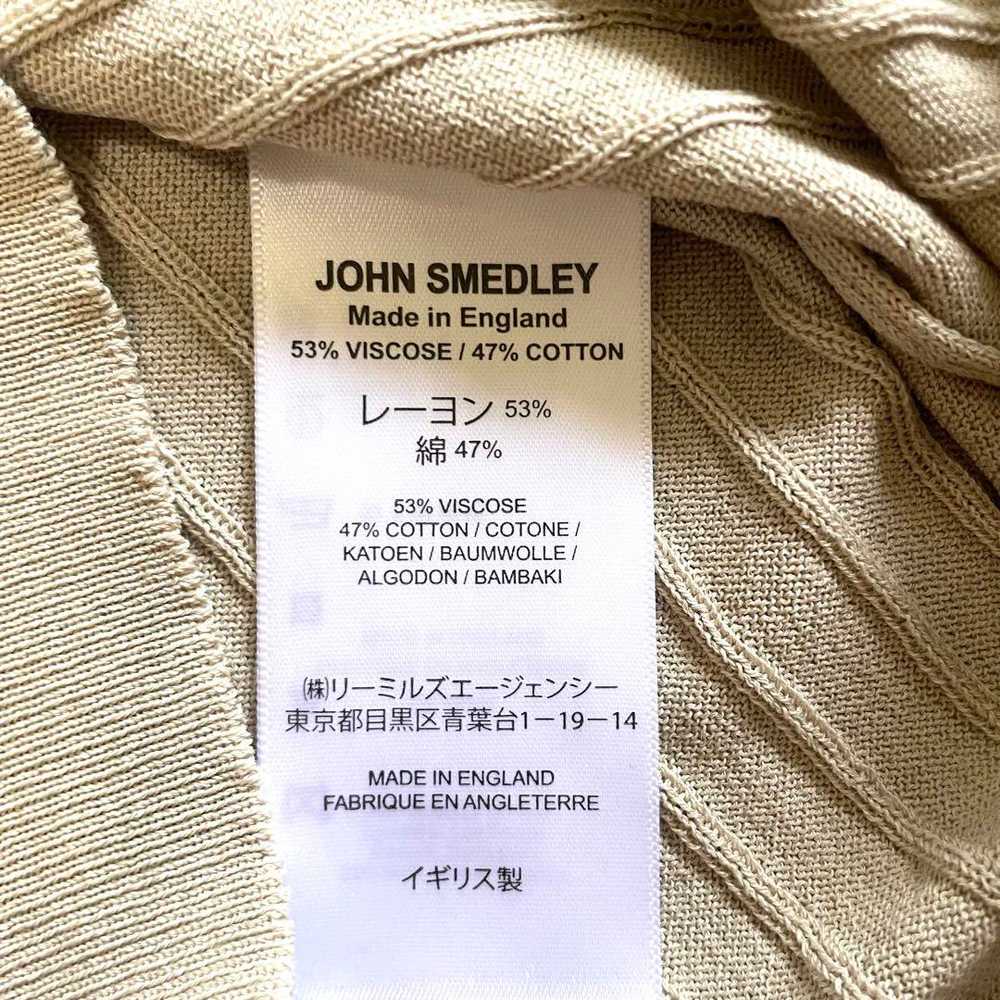 John Smedley Long Sleeve Knit Sweater Beige V Nec… - image 6