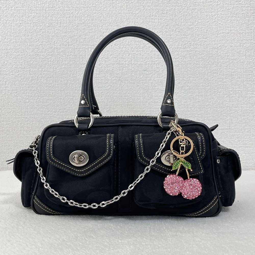 Coach Signature Mini Boston Satchel Bag Turn Lock… - image 2