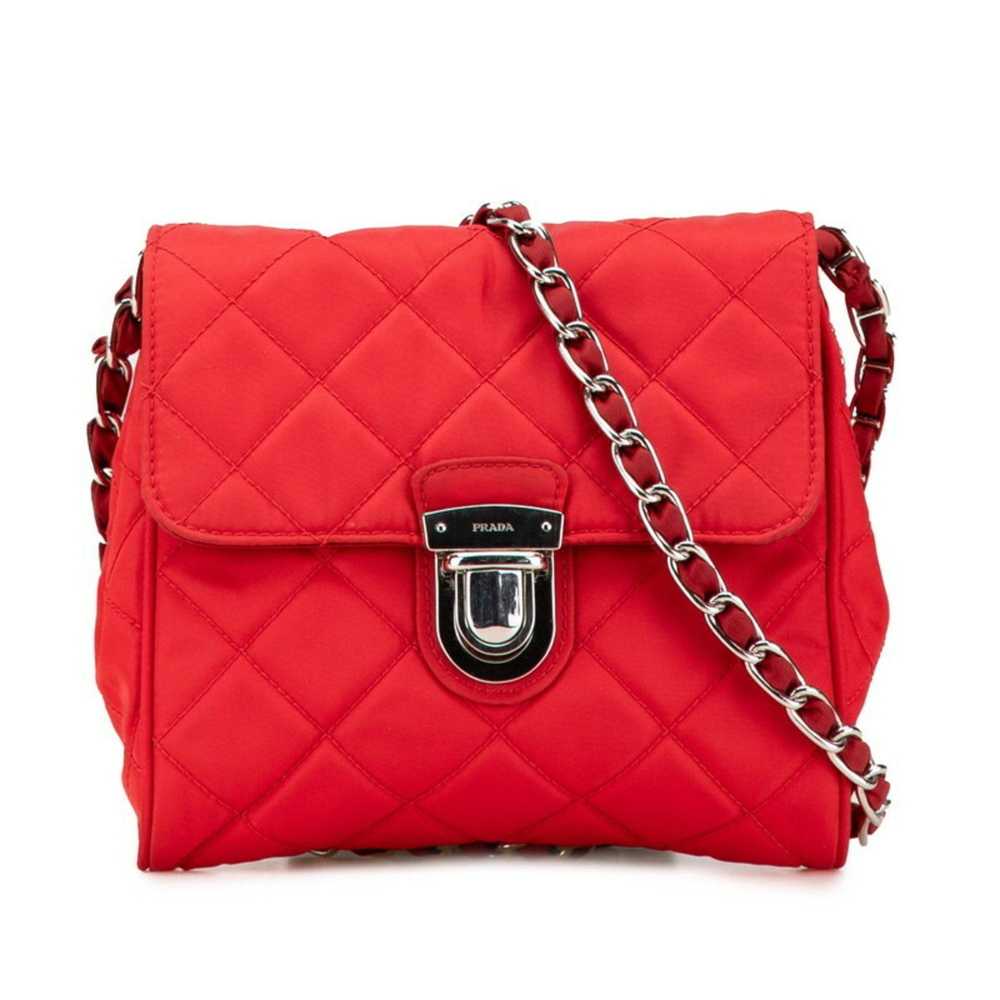 Prada Prada quilted chain shoulder bag in red nyl… - image 1