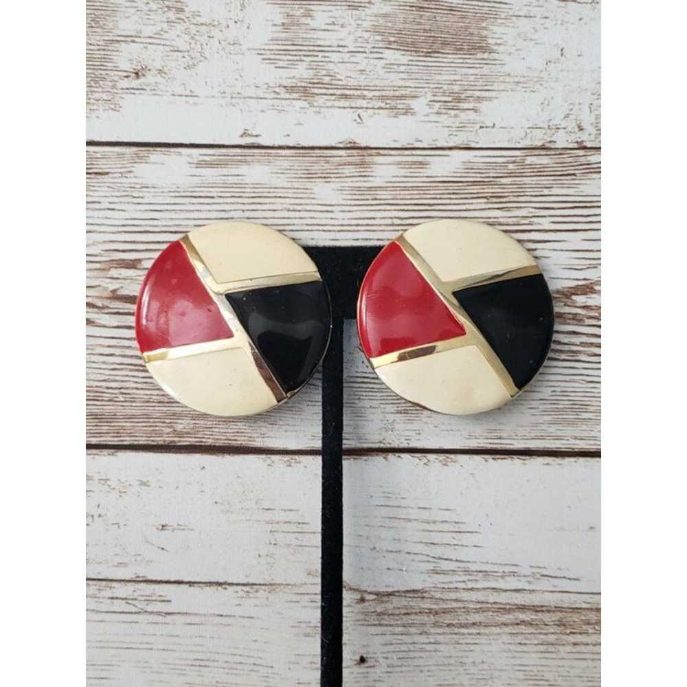 Other Vintage Clip On Earrings Black, Cream, Red,… - image 1