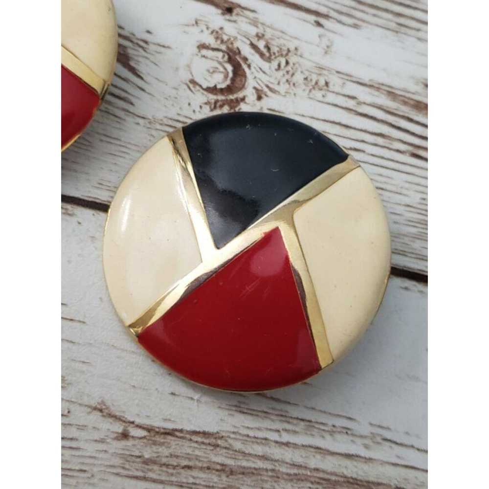 Other Vintage Clip On Earrings Black, Cream, Red,… - image 5