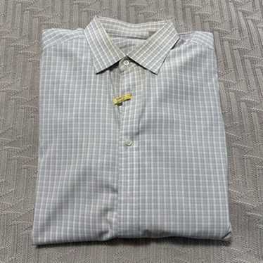 Ascot Chang Ascot Chang blue cream plaid button do