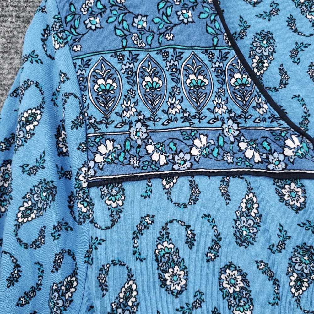 Vintage Womens Soft Blue M Medium Paisley Print V… - image 3