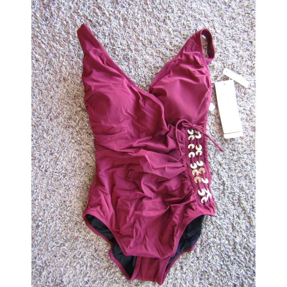 Vintage Gottex Classics Wine One Piece Swimsuit f… - image 1