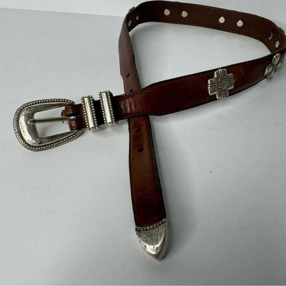 Fossil Fossil western Style Brown Leather Belt Si… - image 2