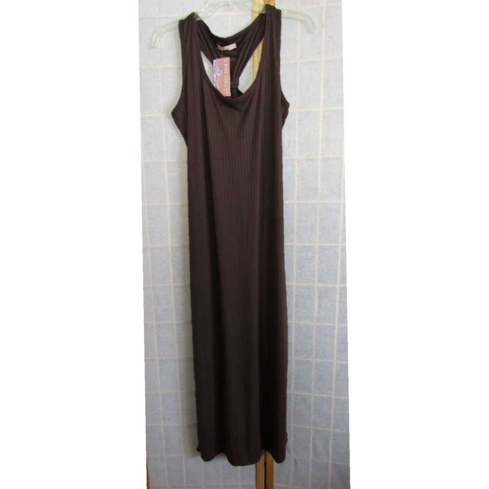 Vintage Stunning Brown Ribbed Sleeveless Dress wi… - image 1