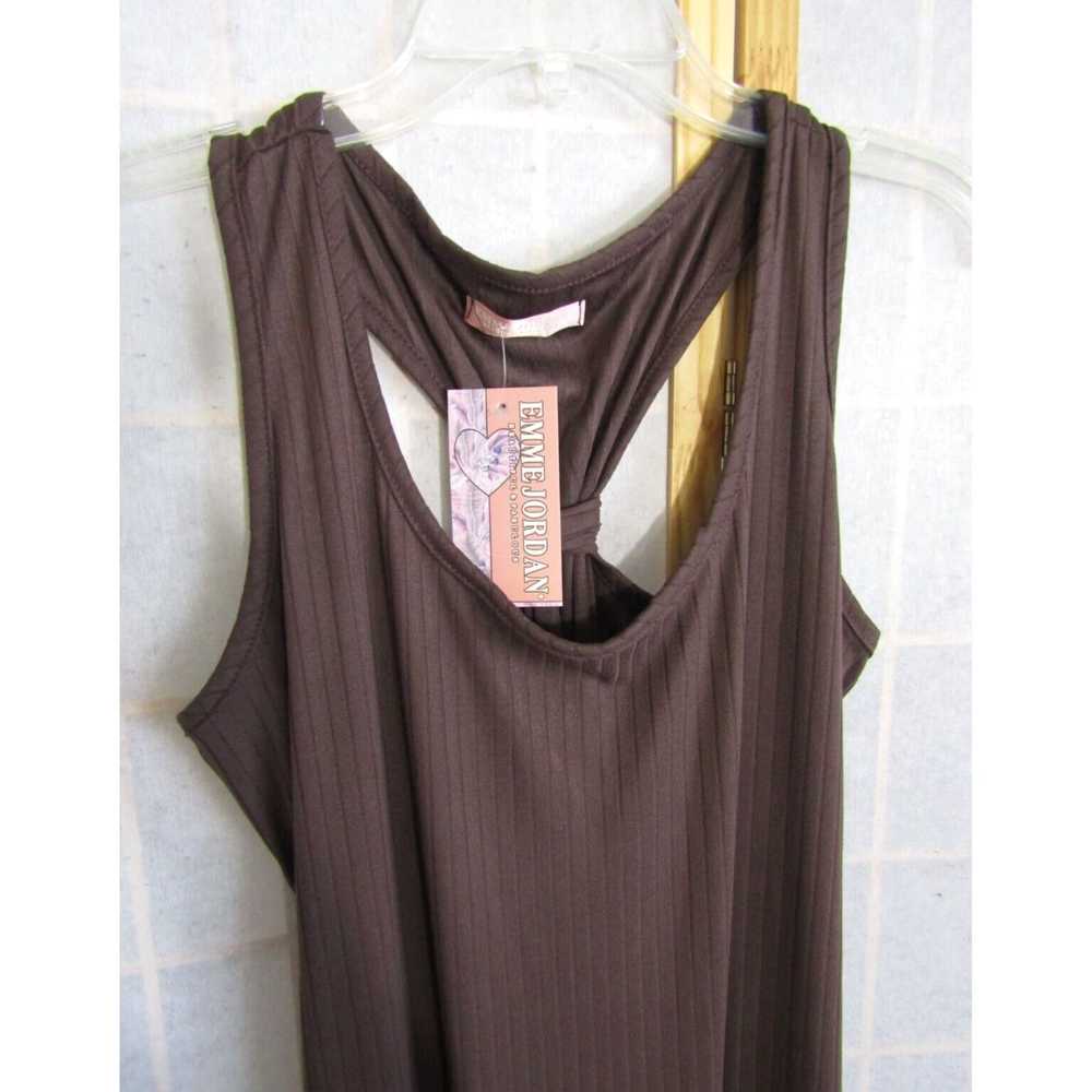 Vintage Stunning Brown Ribbed Sleeveless Dress wi… - image 2