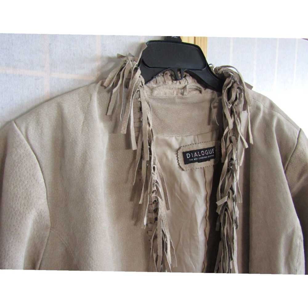 Vintage Khaki Leather Fringe Coat for Women Embra… - image 2