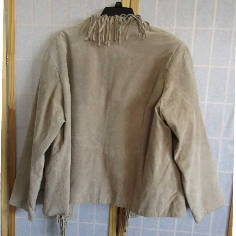 Vintage Khaki Leather Fringe Coat for Women Embra… - image 5