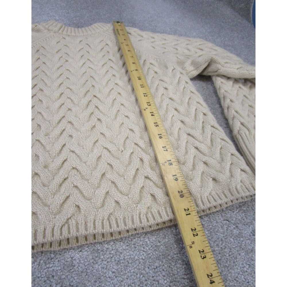 Vintage Womens Beige Cable Knit Crew Neck Sweater… - image 4