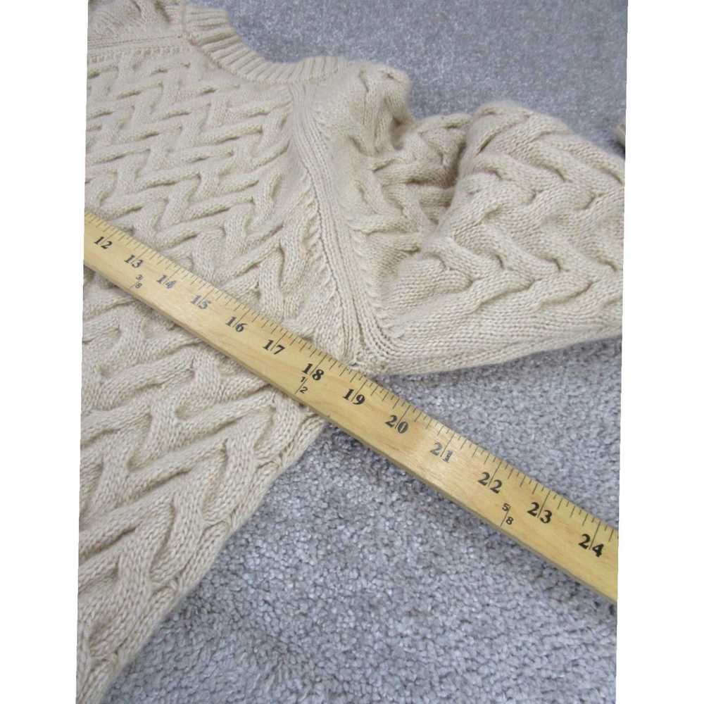 Vintage Womens Beige Cable Knit Crew Neck Sweater… - image 5