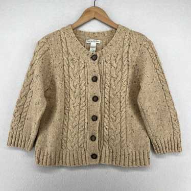 Blend Lambswool Blend Cable Knit Speckled Beige C… - image 1