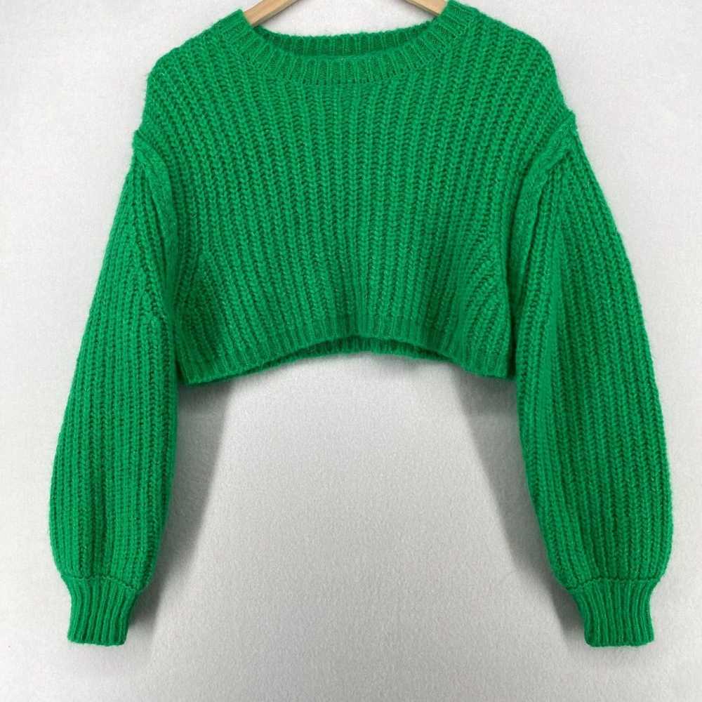 Zara Womens S Soft Green Cropped Ribbed Alpaca Bl… - image 1