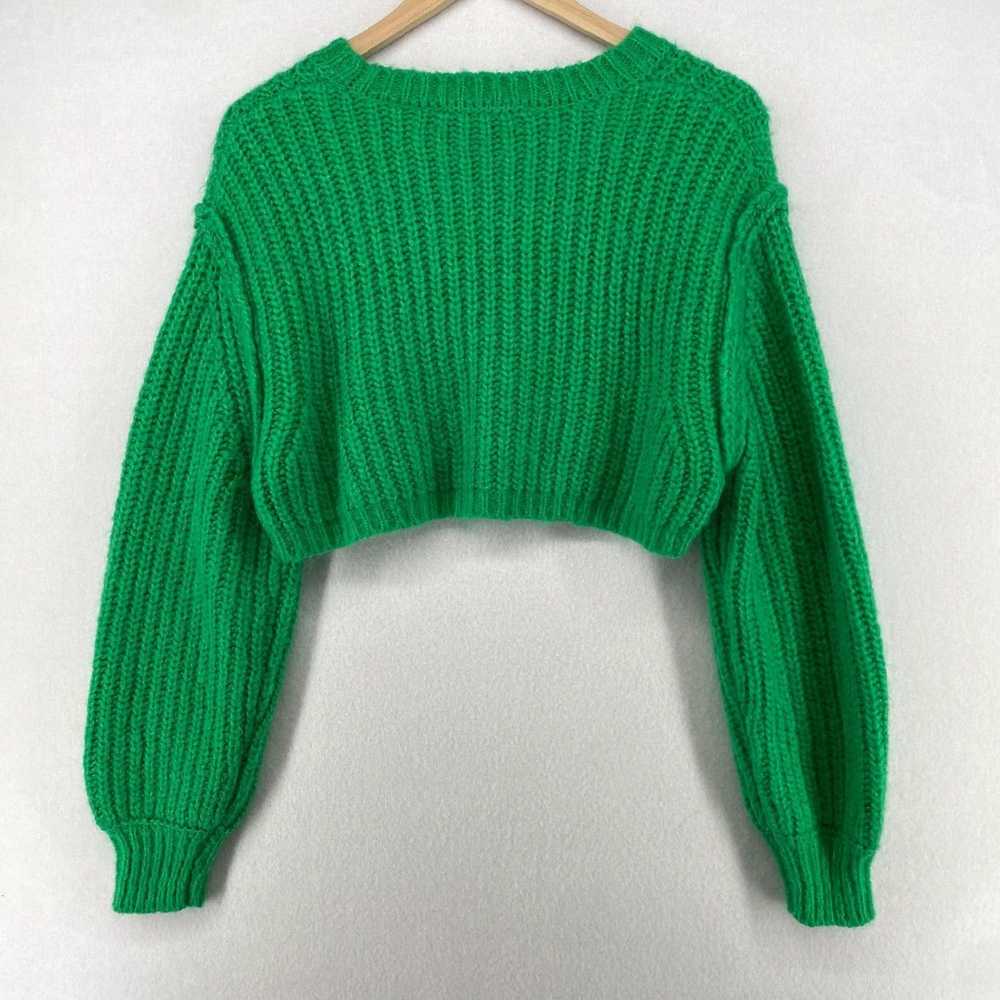 Zara Womens S Soft Green Cropped Ribbed Alpaca Bl… - image 2