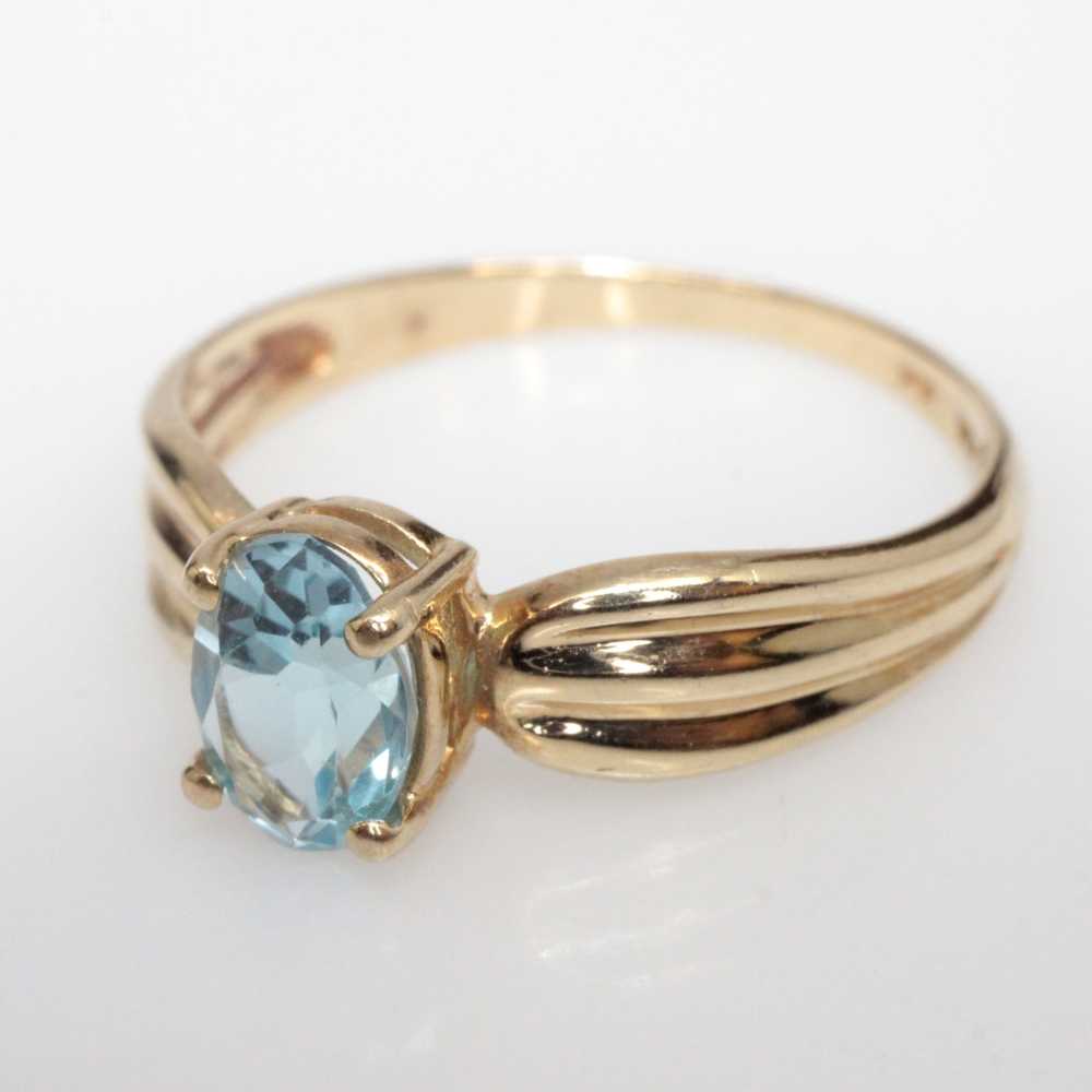 JCM 10K Yellow Gold Aquamarine Accent Ring Size 7… - image 1