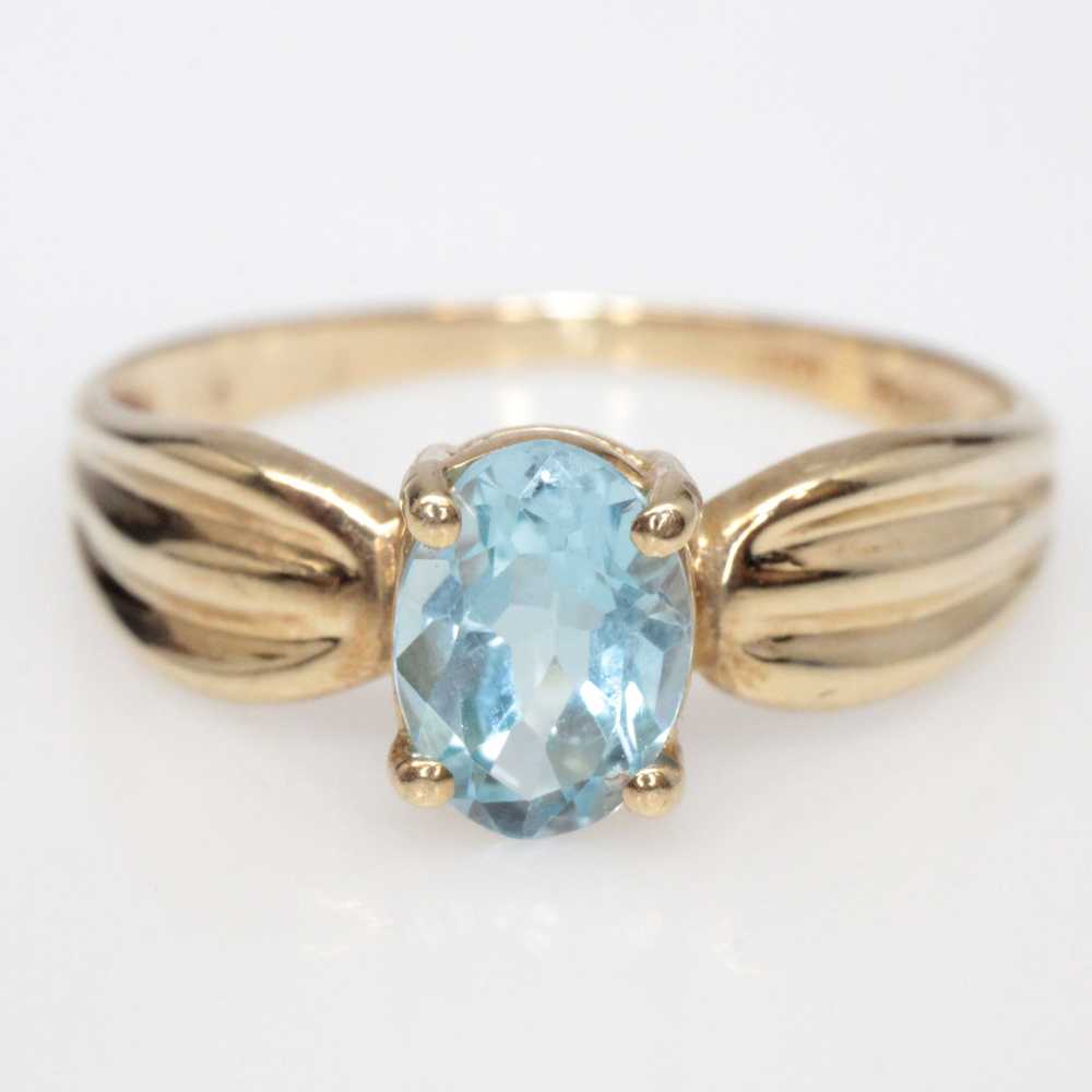 JCM 10K Yellow Gold Aquamarine Accent Ring Size 7… - image 2