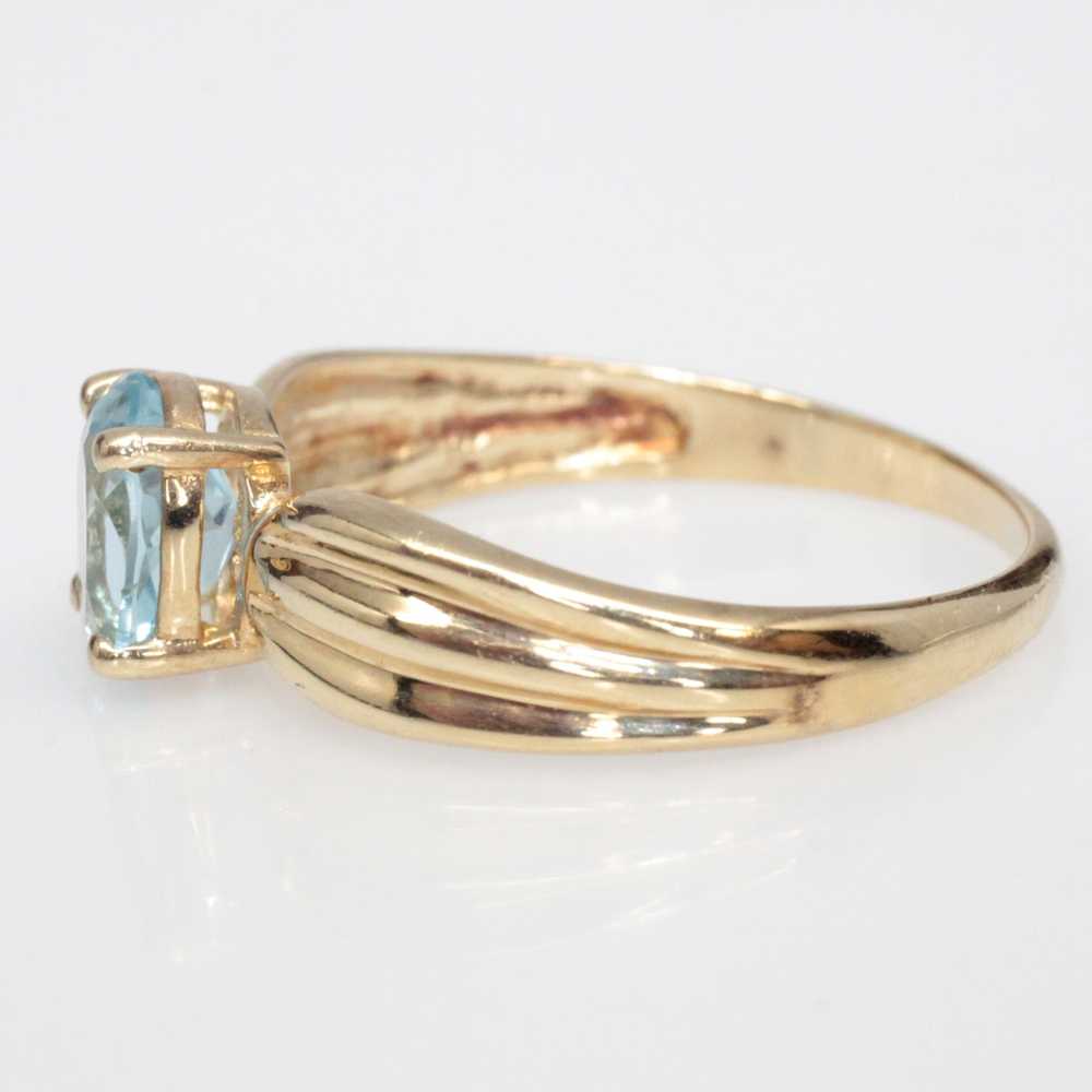 JCM 10K Yellow Gold Aquamarine Accent Ring Size 7… - image 3