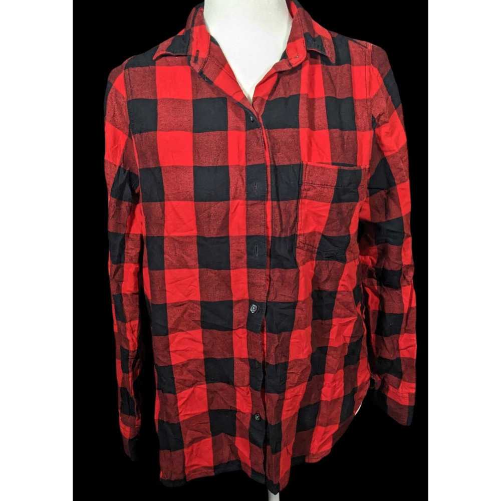 Old Navy Old Navy Grunge Red And Black Buffalo Plaid Button Down Top