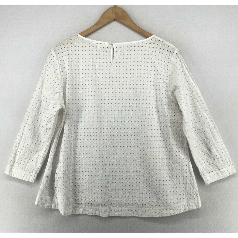 Uniqlo White Cotton 3/4 Sleeve Boxy Top with Back… - image 3