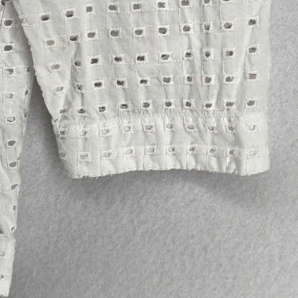 Uniqlo White Cotton 3/4 Sleeve Boxy Top with Back… - image 6