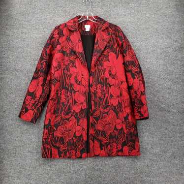 Vintage Red Floral Jacquard Women's Blazer Coat L… - image 1