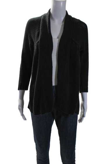 Vince Womens Cotton Blend Black Open Knit Open Fro