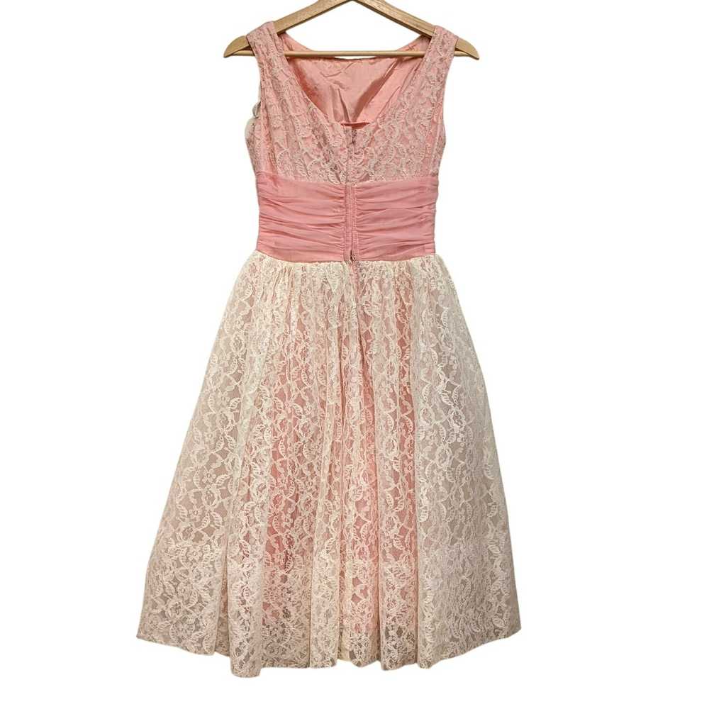 1980s Pink Midi Lace Dress - image 2