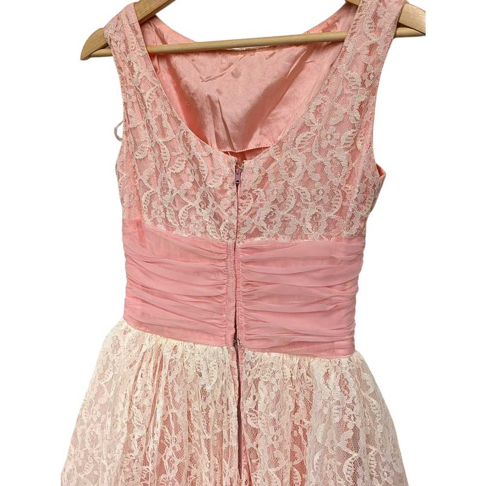 1980s Pink Midi Lace Dress - image 3