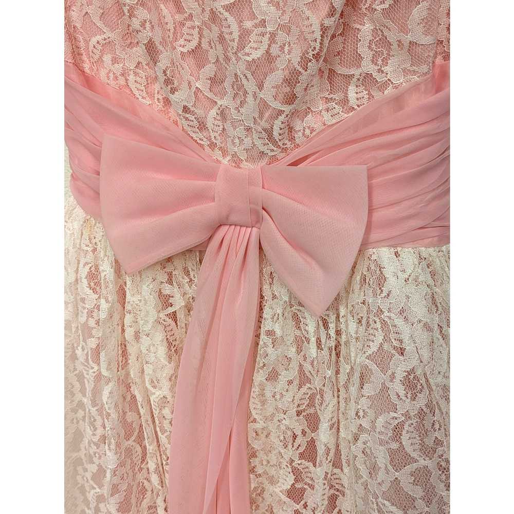 1980s Pink Midi Lace Dress - image 4