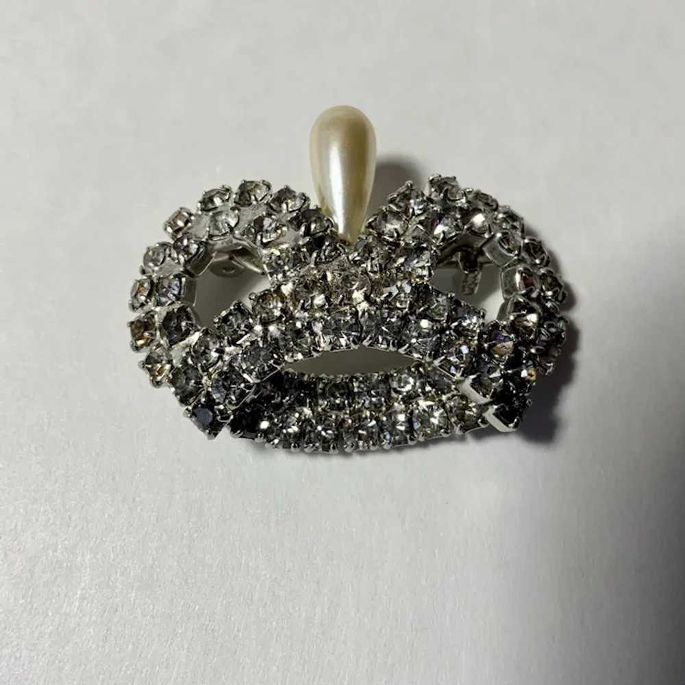 Stunning Sparkle Rhinestone Crown with Faux Pearl… - image 2