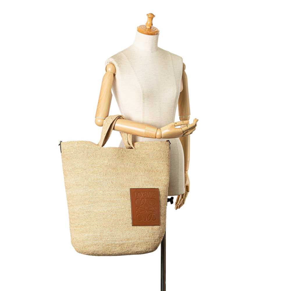 Brown LOEWE Large Raffia Slit Satchel - image 8