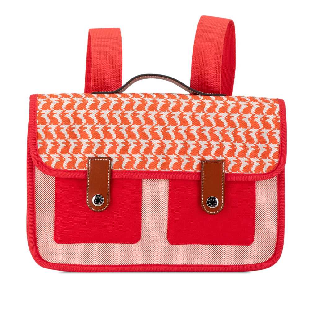 Red Hermès Toile and Barenia Animaux Pixel Backpa… - image 1