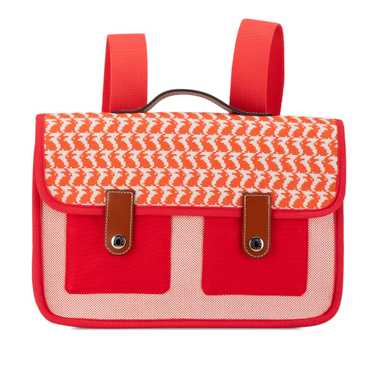 Red Hermès Toile and Barenia Animaux Pixel Backpa… - image 1