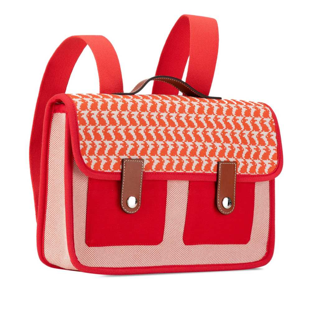 Red Hermès Toile and Barenia Animaux Pixel Backpa… - image 2