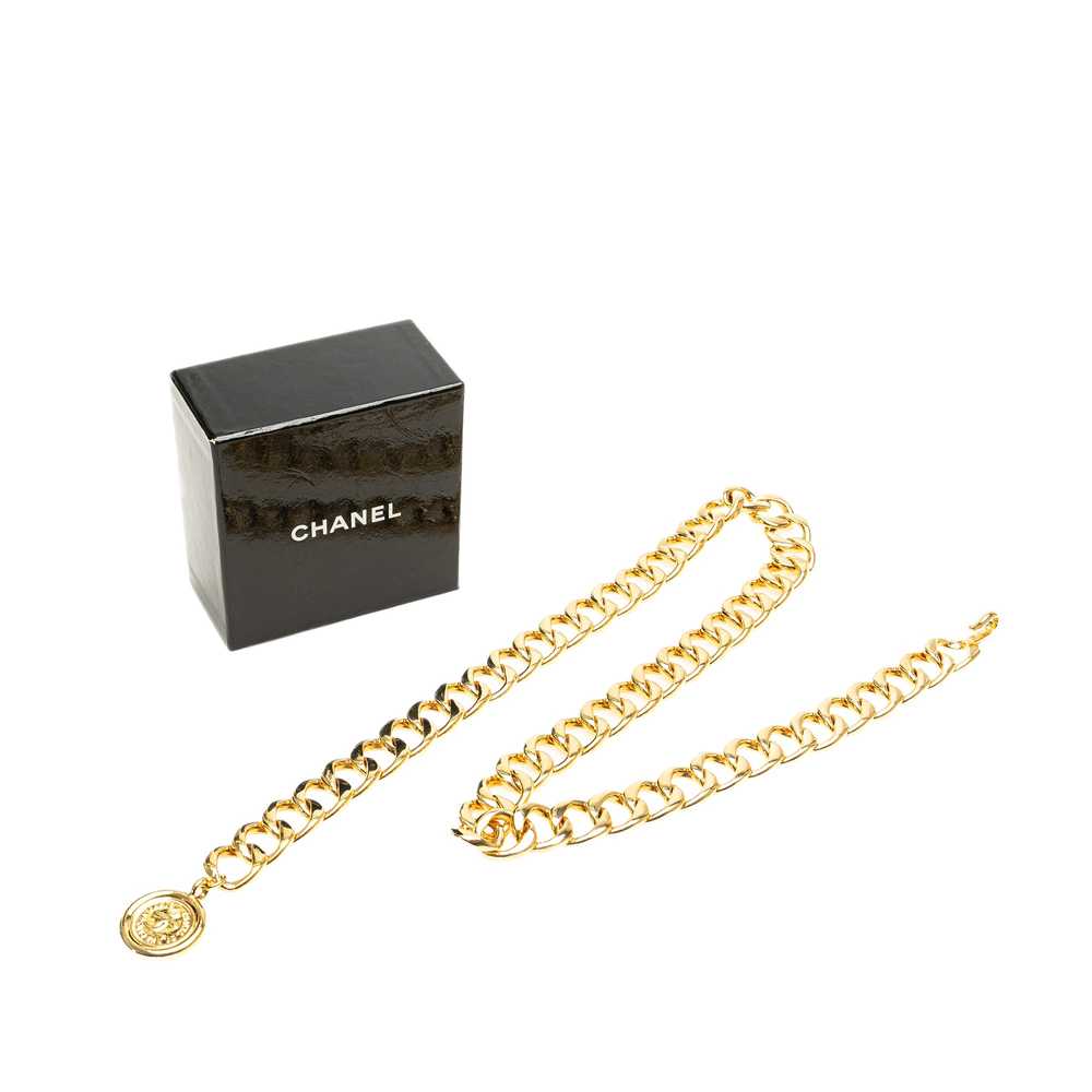 Gold Chanel Gold Plated Medallion Chain Belt - image 5