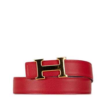 Red Hermès Constance Reversible Belt