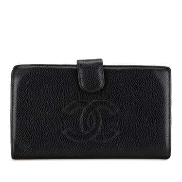 Black Chanel CC Caviar Leather Long Wallet