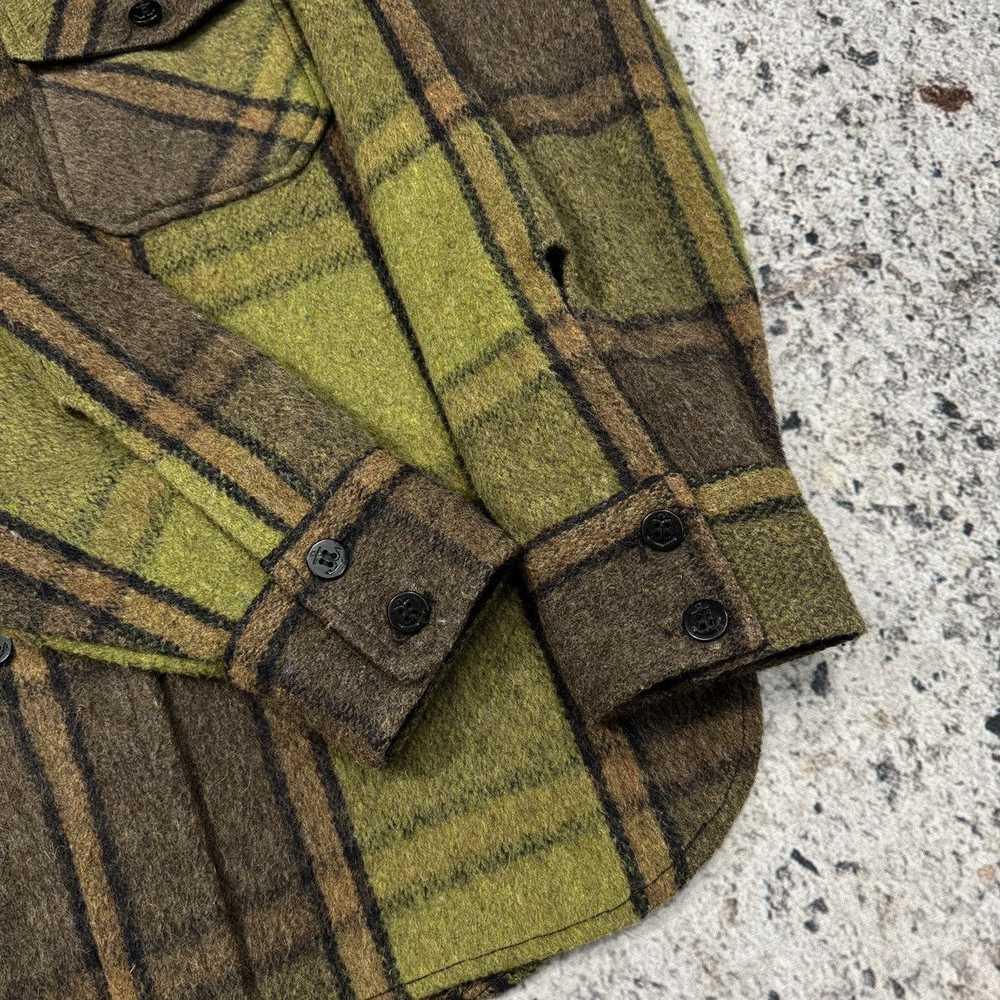 Vintage VINTAGE 60s PLAID WOOL LINEN HEAVY SHIRT - image 4