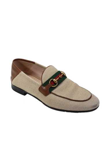 Gucci Womens Leather Gold Tone Horsebit Slide On … - image 1