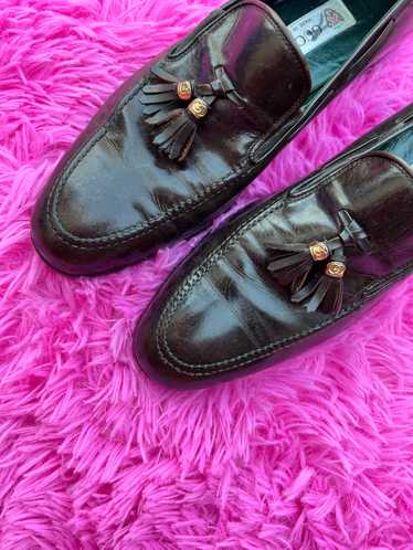 brown/gold gucci loafers (mens)