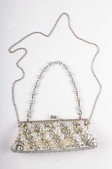 Jessica McClintock Silver Beaded Bag