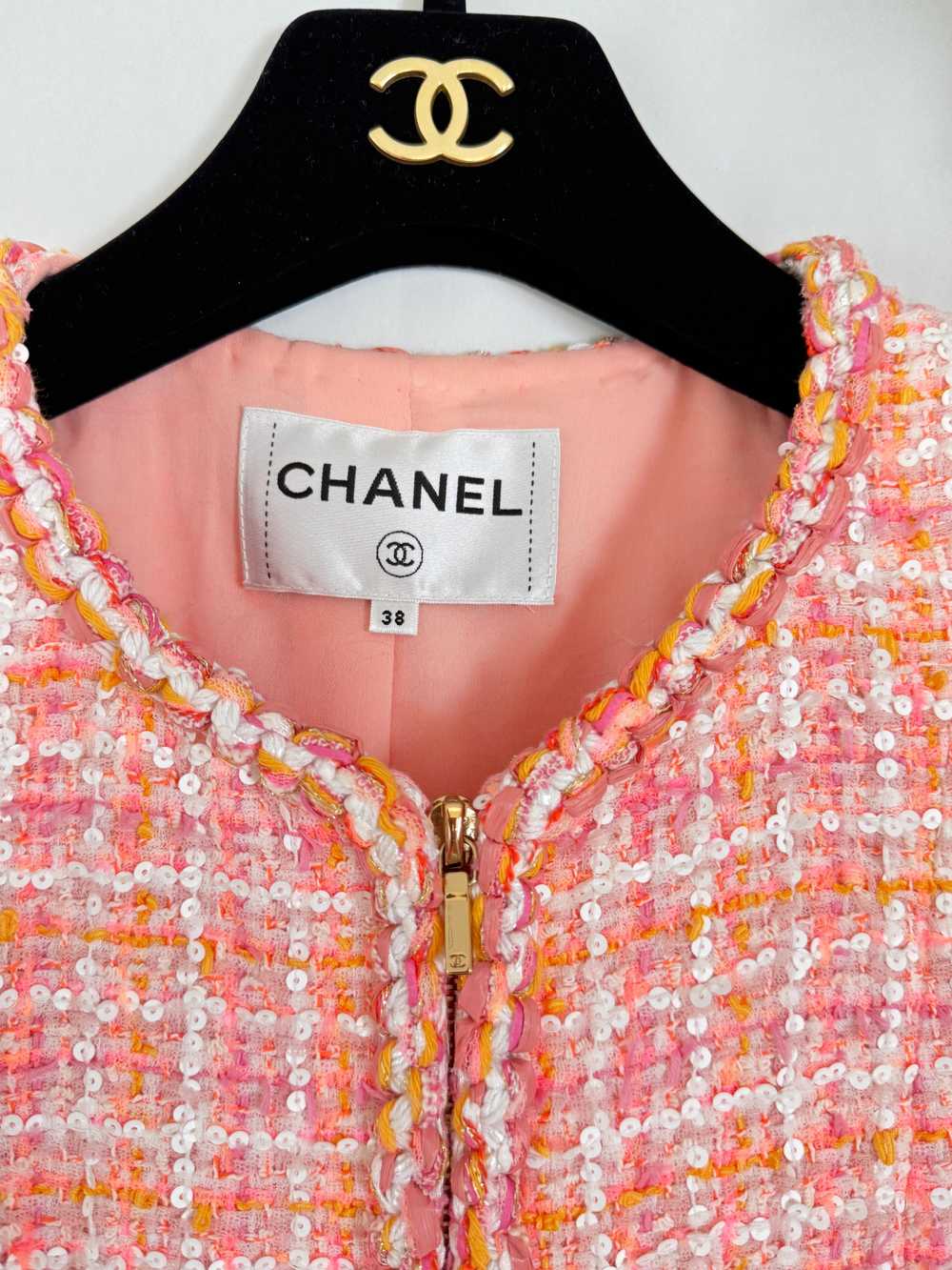 Product Details Chanel Coral Pink Longline Tweed … - image 8