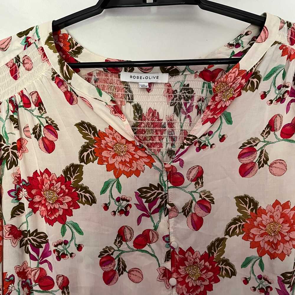 ROSE & OLIVE Floral Popover Womens Top Sz 1X Smoc… - image 2