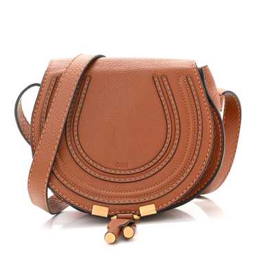 CHLOE Grained Calfskin Small Marcie Saddle Bag Tan - image 1