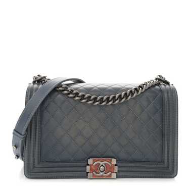 CHANEL Washed Calfskin New Medium Boy Flap Blue - image 1