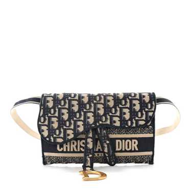 CHRISTIAN DIOR Oblique Slim Saddle Pouch Blue - image 1