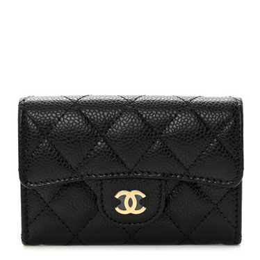 CHANEL Caviar Quilted Flap Card Holder Wallet Bla… - image 1