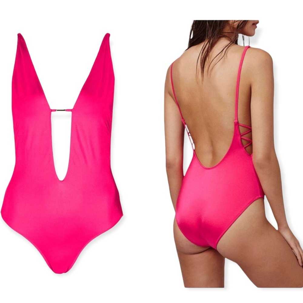 Topshop Topshop Hot Pink One Piece Swimsuit Size … - image 1