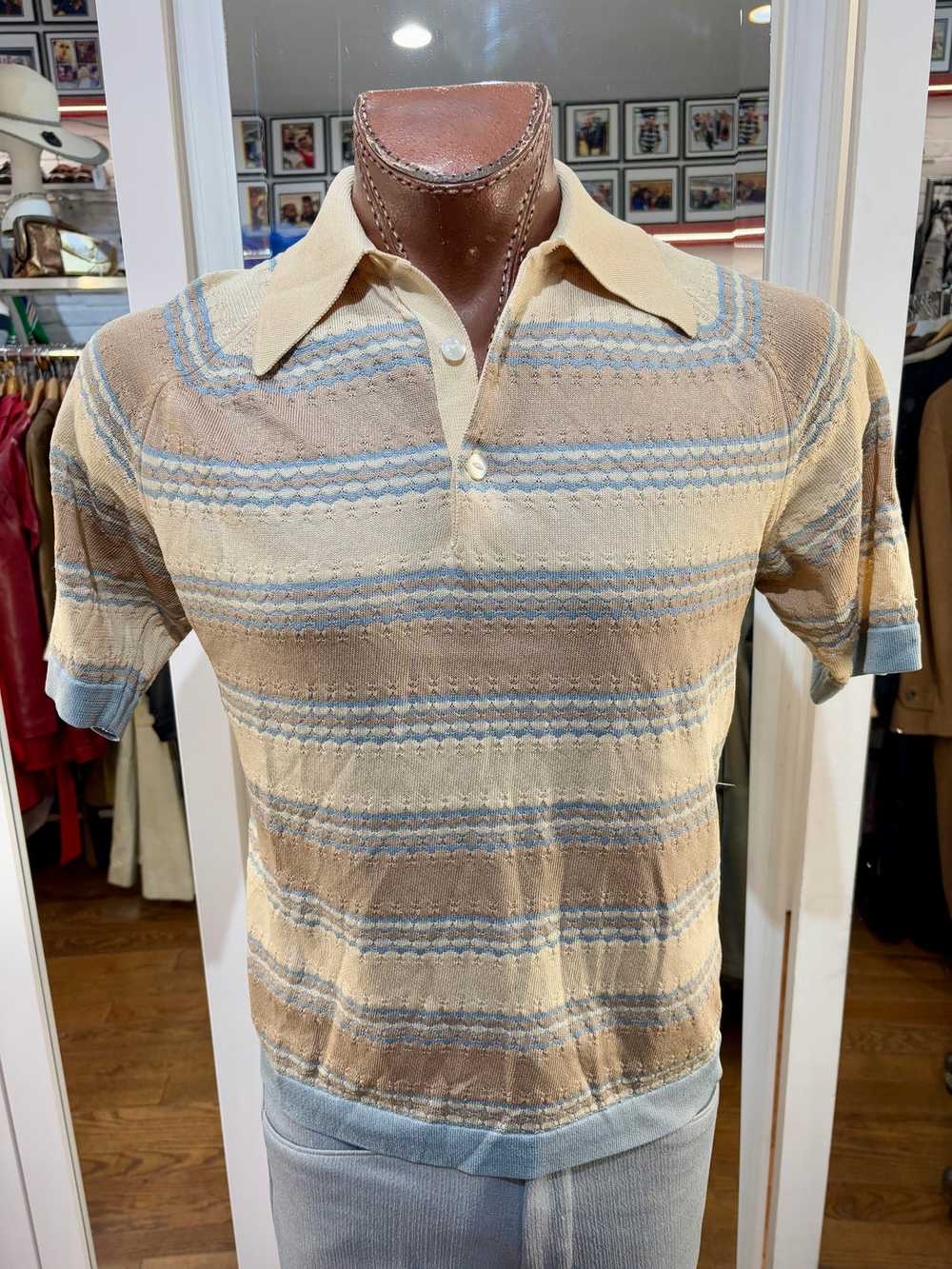 60’s Brown And Blue Short Sleeve By Donegal Coles… - image 1